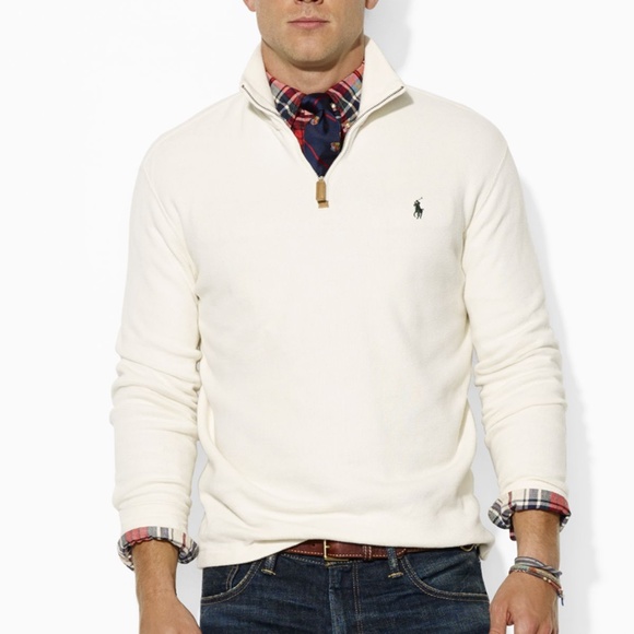 Polo Ralph Lauren Off White Quarter Zip Sweater - Picture 1 of 3